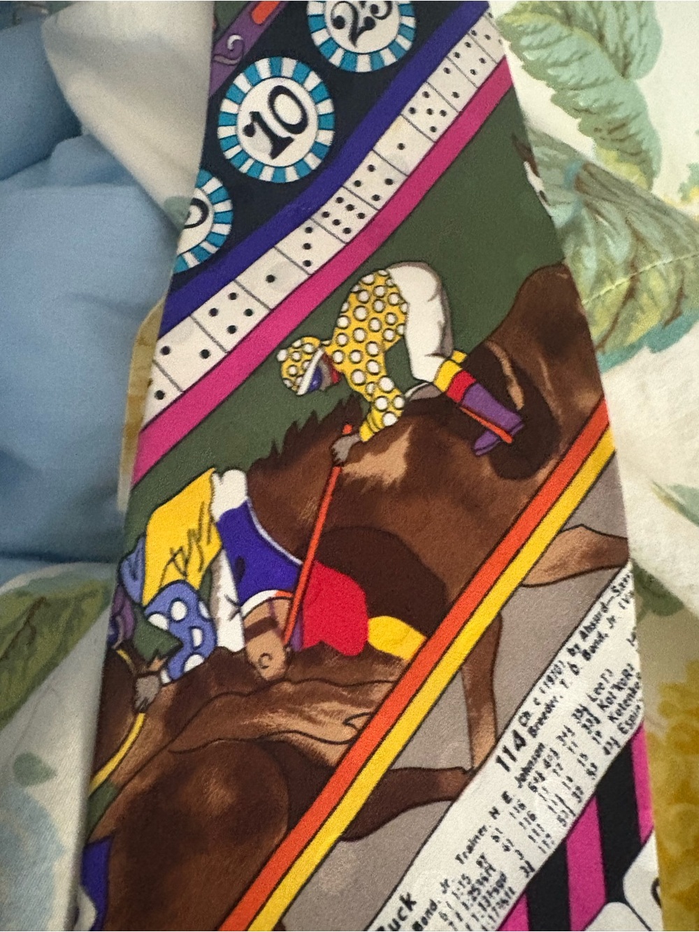 RARE 🐎 VINTAGE 1990 Nicole Miller Horse Racing & Gambling Tie Multicolor SILK
